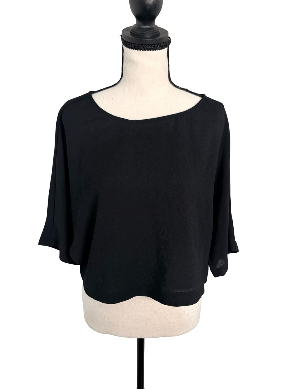 Wilfred Aritzia Black Crepe Boat Neck Dolman Sleeve Blouse XS - Picture 2 of 11